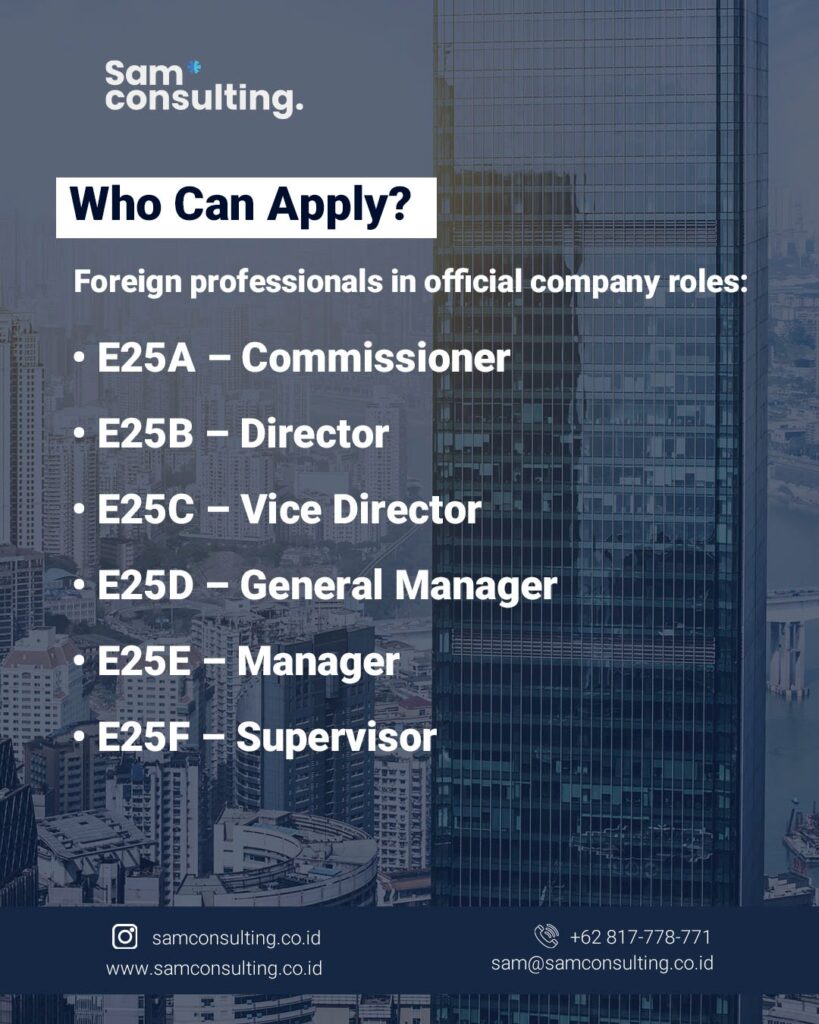 Who can apply for indonesia E25 visa