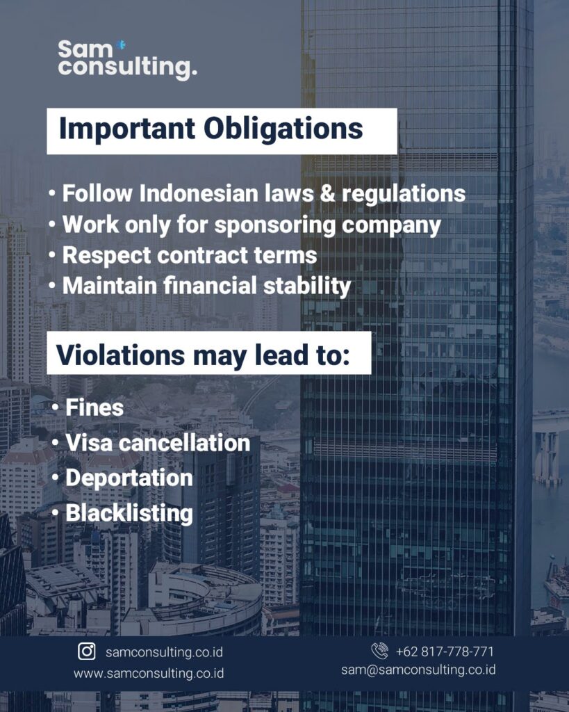 obligations for indonesia E25 visa holders