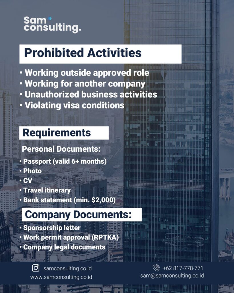 Requirements for indonesia E25 visa