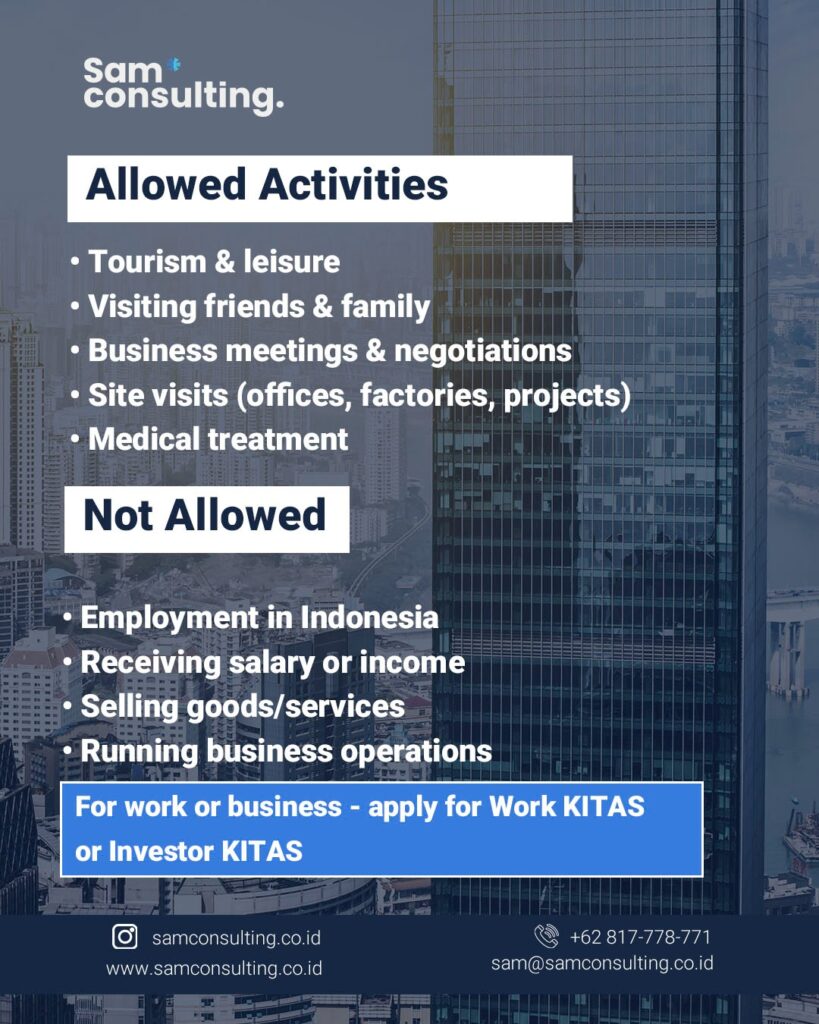 visa on arrival allowed and not allowed activities