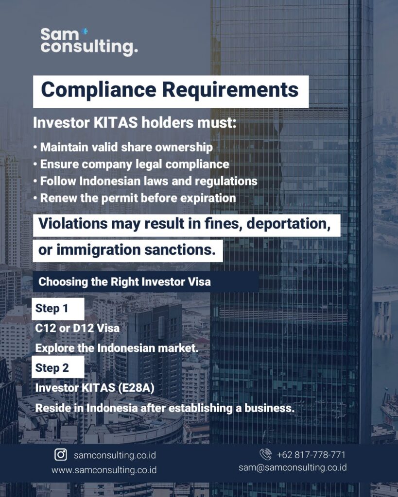 Compliance requirments for Investor KITAS holders