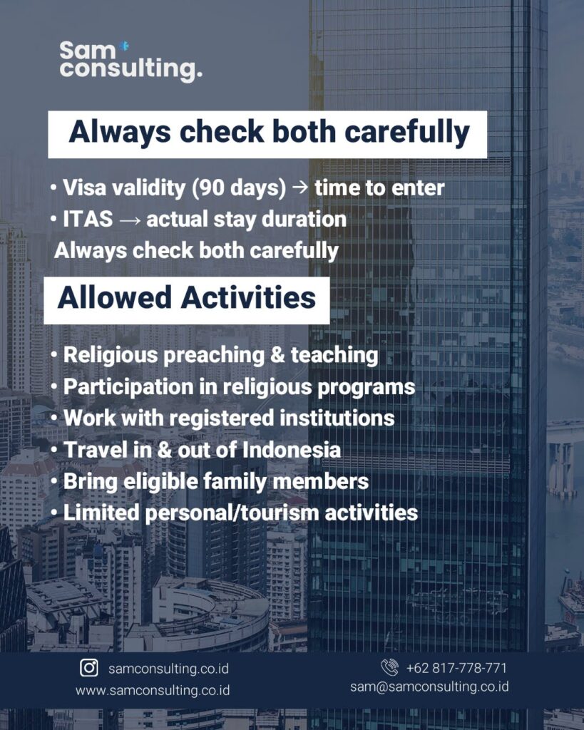 allowed activities for Indonesia Employment Visa E27 holders 