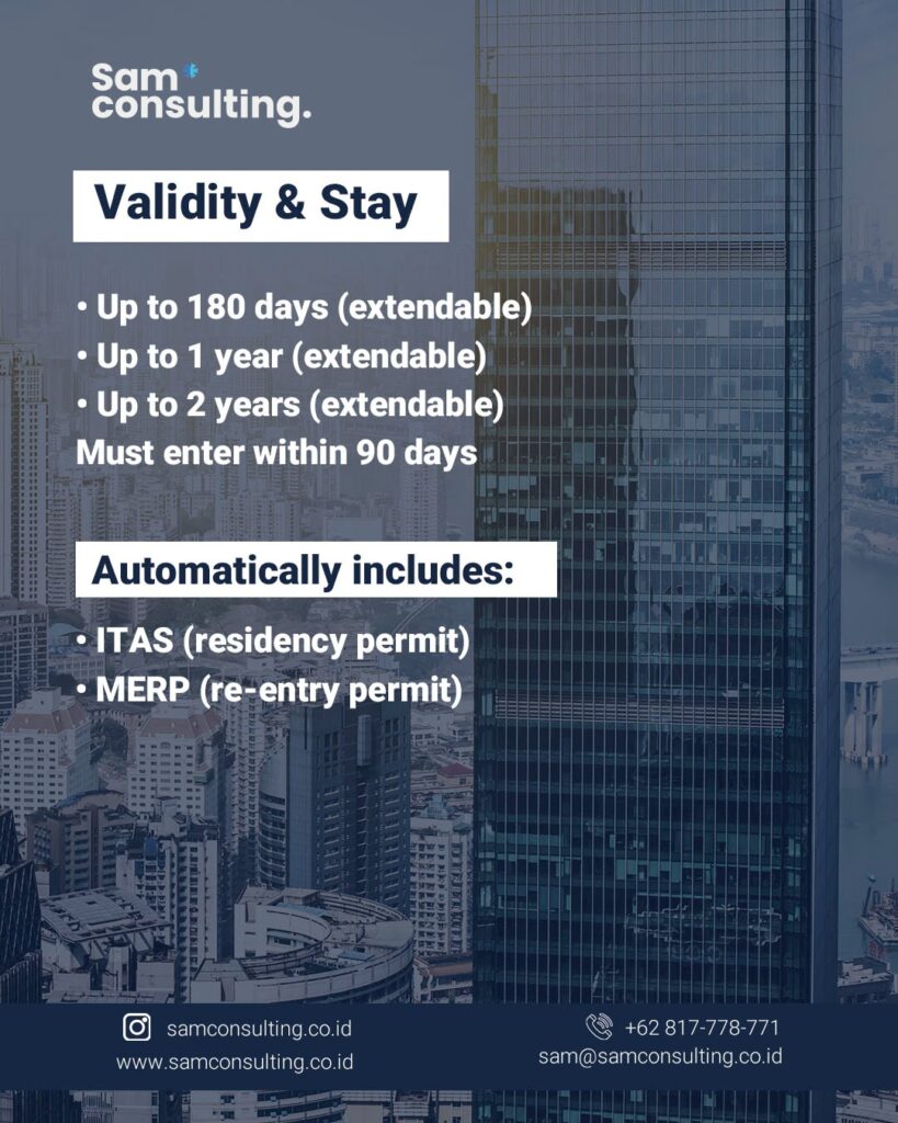 Indonesia Employment Visa E27 validity and stay duration