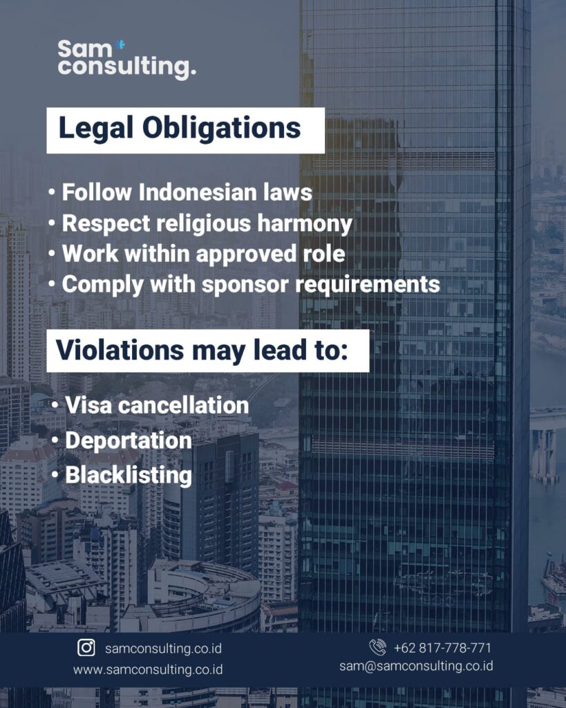 Legal obligatios for Indonesia Employment Visa E27 holders